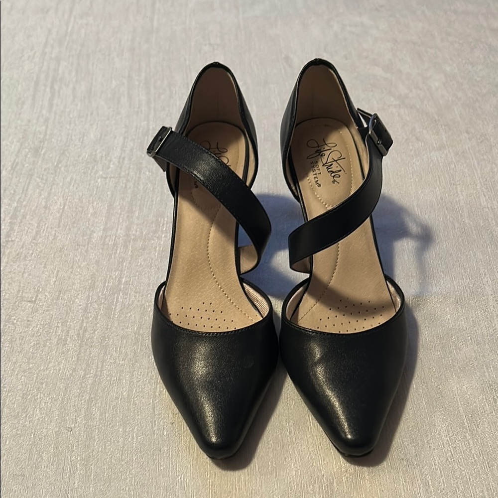 Life Stride Black Strappy Heels